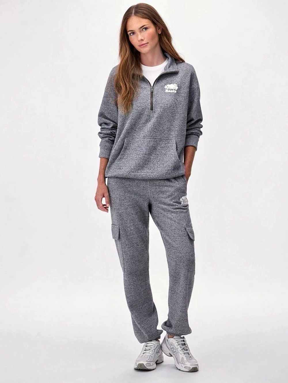Roots Organic Cooper Relaxed Quarter Zip Stein S - Picture 3 of 9